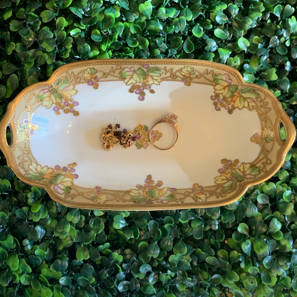 Vintage Hand Painted Nippon Gold Jewelry Dish